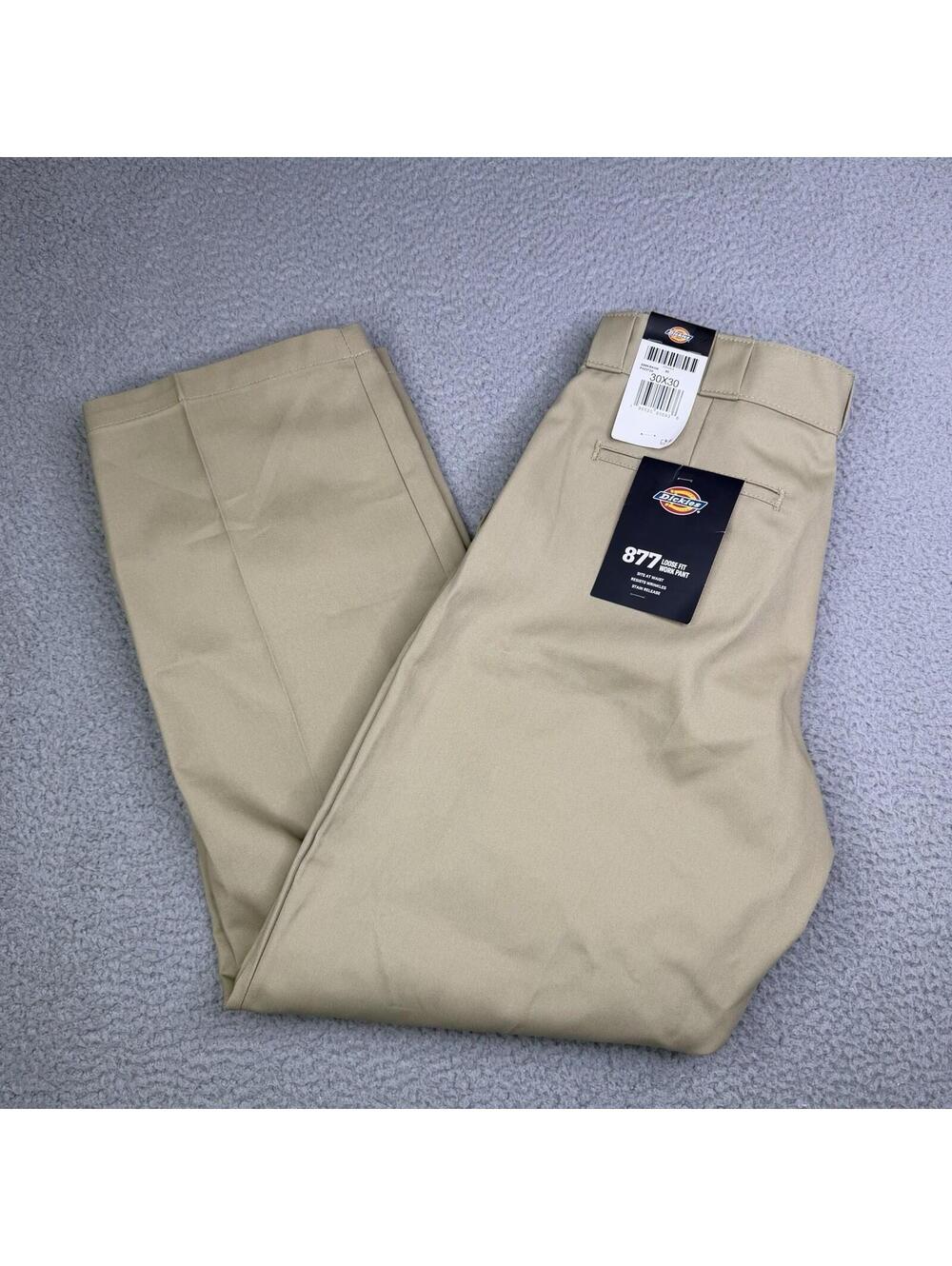 NWT DICKIES 877 Loose Fit Wrinkle Resistant Khaki Work Pants Men's 30x30